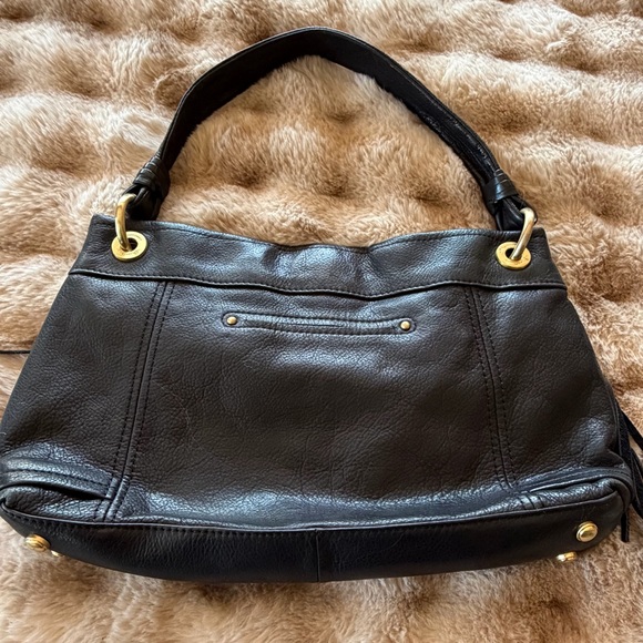 B. Makowsky leather hobo shoulder bag with gold hardware and lace-up - Picture 3 of 11